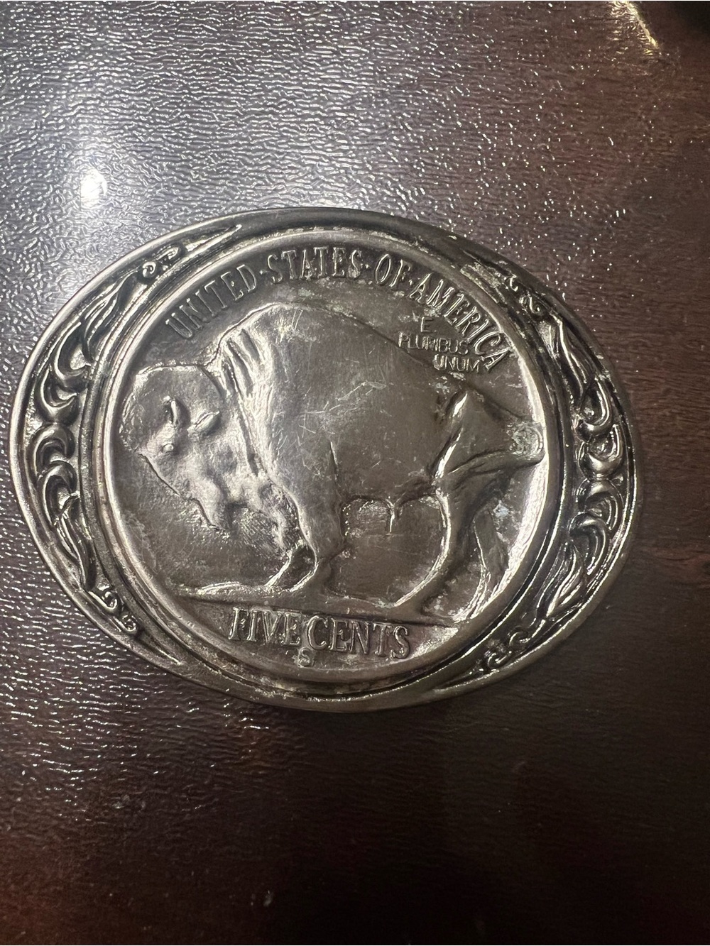 Buffalo Nickel Belt Buckle - Silver Tone